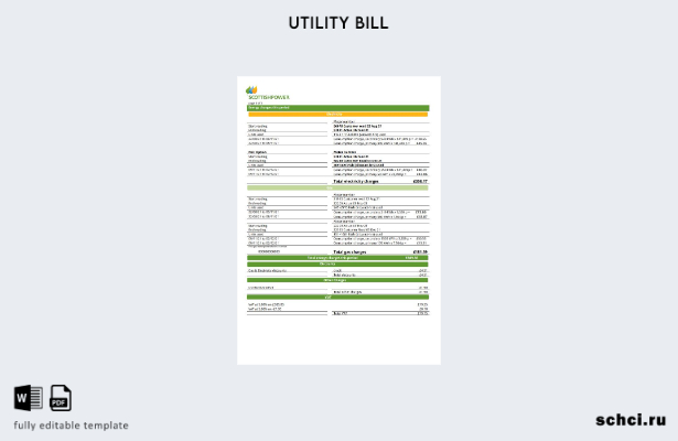 цифровая загрузка шаблона счета за коммунальные услуги США ScottishPower (стра 1
